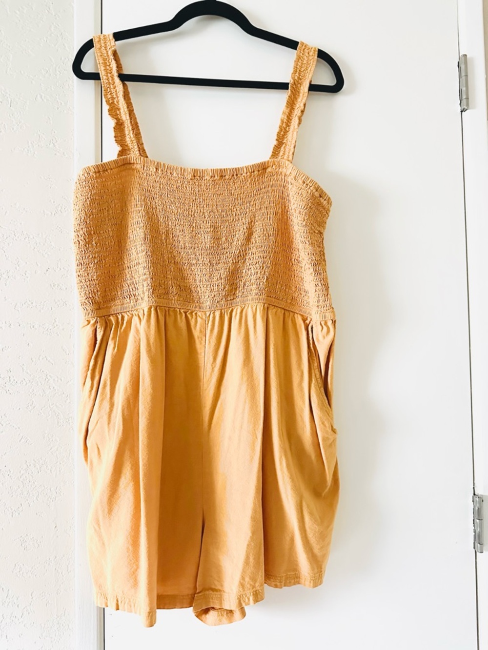 H&M Sleeveless Smocked Romper XL Mustard